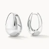 New Maxi Drop Dome Hoops in Silver 925 Sterling Silver | Earrings