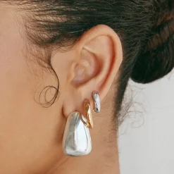 New Maxi Drop Dome Hoops in Silver 925 Sterling Silver | Earrings