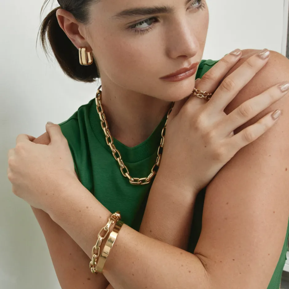 Best Maxi Paperclip Chain Bracelet in Gold 18k Fine Gold Plated | Bracelets & Bangles