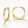 New Maxi Square Edge Hoops in Gold 18k Fine Gold Plated | Earrings