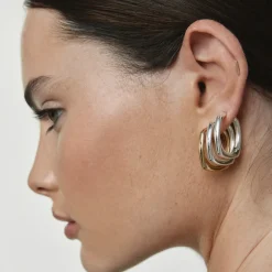 New Maxi Square Edge Hoops in Gold 18k Fine Gold Plated | Earrings