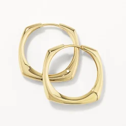 New Maxi Square Edge Hoops in Gold 18k Fine Gold Plated | Earrings