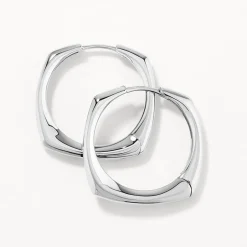 New Maxi Square Edge Hoops in Silver 925 Sterling Silver | Earrings