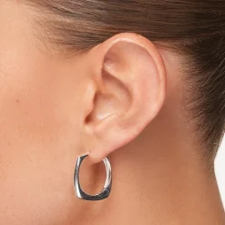 New Maxi Square Edge Hoops in Silver 925 Sterling Silver | Earrings