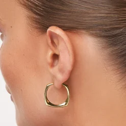 New Maxi Square Edge Hoops in Gold 18k Fine Gold Plated | Earrings