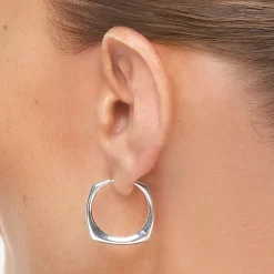 New Maxi Square Edge Hoops in Silver 925 Sterling Silver | Earrings