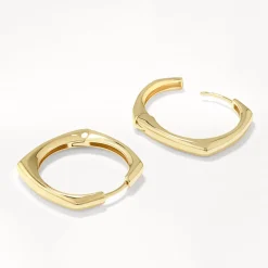 New Maxi Square Edge Hoops in Gold 18k Fine Gold Plated | Earrings