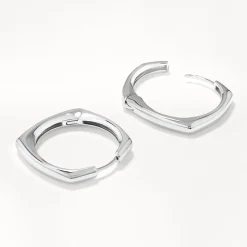 New Maxi Square Edge Hoops in Silver 925 Sterling Silver | Earrings