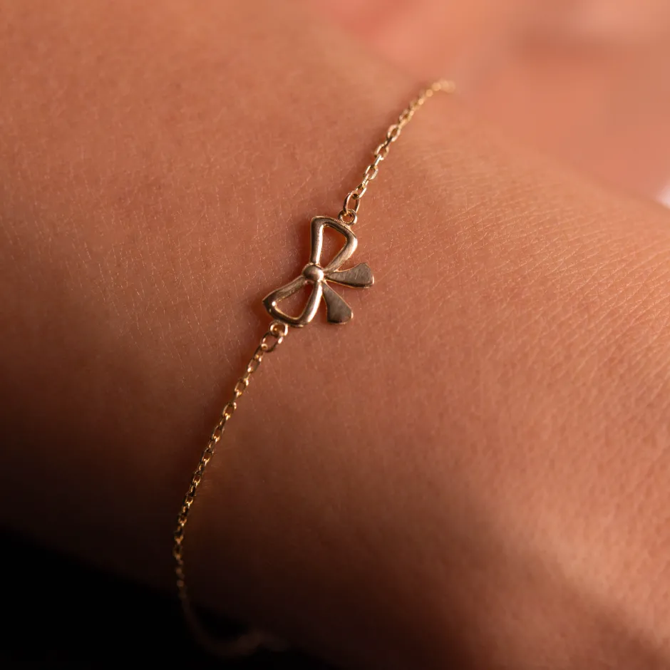 Best Medley x Dinnara Micro Bow Bracelet in 10k Gold Symbolic Jewellery | Bracelets & Bangles