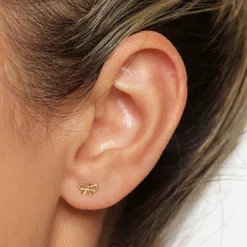 Sale Medley x Dinnara Micro Bow Stud Earrings in 10k Gold Symbolic Jewellery | Earrings