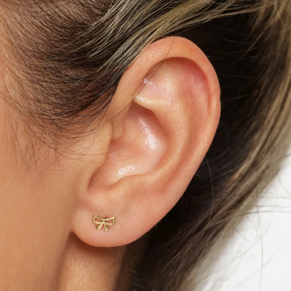 Sale Medley x Dinnara Micro Bow Stud Earrings in 10k Gold Symbolic Jewellery | Earrings