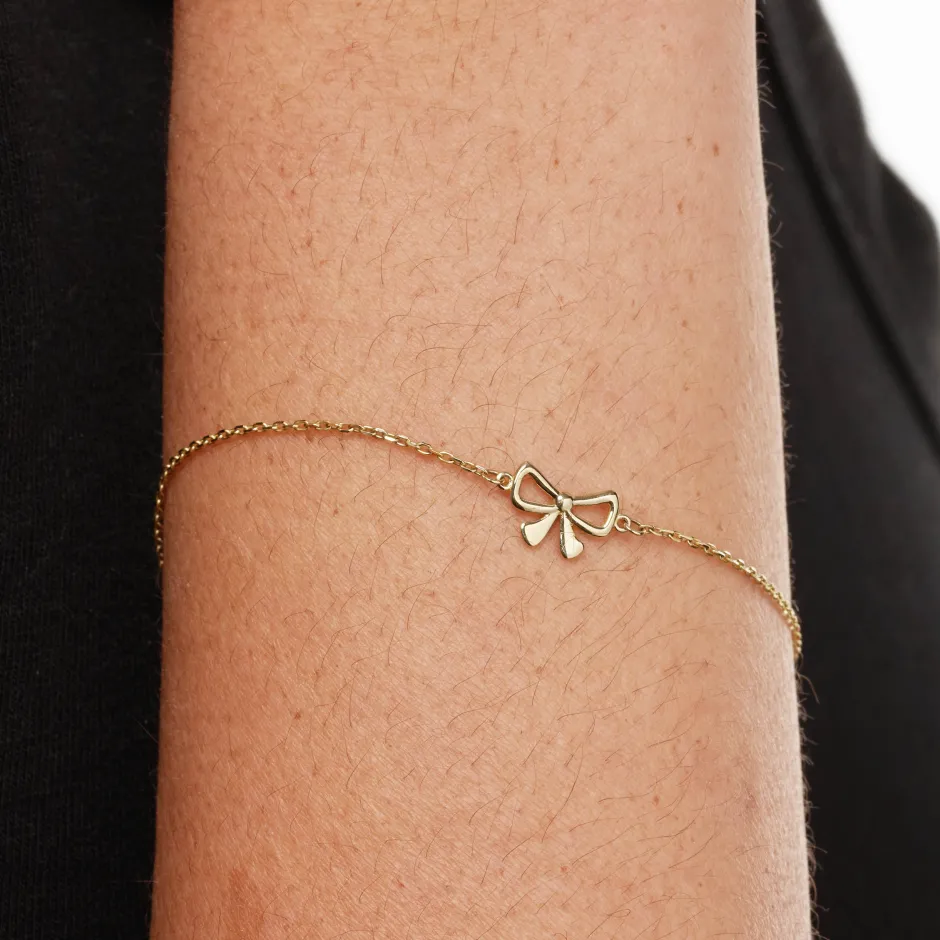 Best Medley x Dinnara Micro Bow Bracelet in 10k Gold Symbolic Jewellery | Bracelets & Bangles
