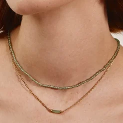 Best Micro Aventurine Bead Necklace in Gold Natural Gemstones | 18k Fine Gold Plated