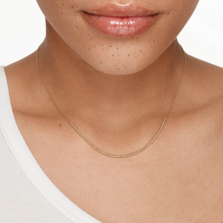 New Micro Beaded Chain Necklace in 10k Gold Necklaces & Pendants | Chains