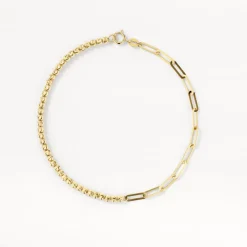 Clearance Micro Beaded Half Paperclip Chain Bracelet in 10k Gold Bracelets & Bangles | Bracelets