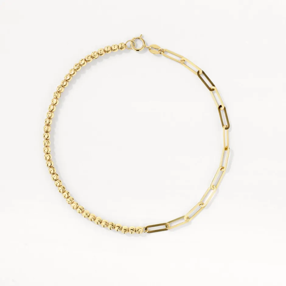 Clearance Micro Beaded Half Paperclip Chain Bracelet in 10k Gold Bracelets & Bangles | Bracelets