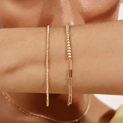 Clearance Micro Beaded Half Paperclip Chain Bracelet in 10k Gold Bracelets & Bangles | Bracelets