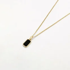 Best Micro Black Onyx Unisex Pendant Necklace in Gold Natural Gemstones | 18k Fine Gold Plated