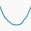 Discount Micro Blue Agate Bead Necklace in Gold Natural Gemstones | 18k Fine Gold Plated