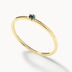 Sale Micro Blue Topaz Round Solitaire Ring in 10k gold Birthstone Jewellery | Under $300