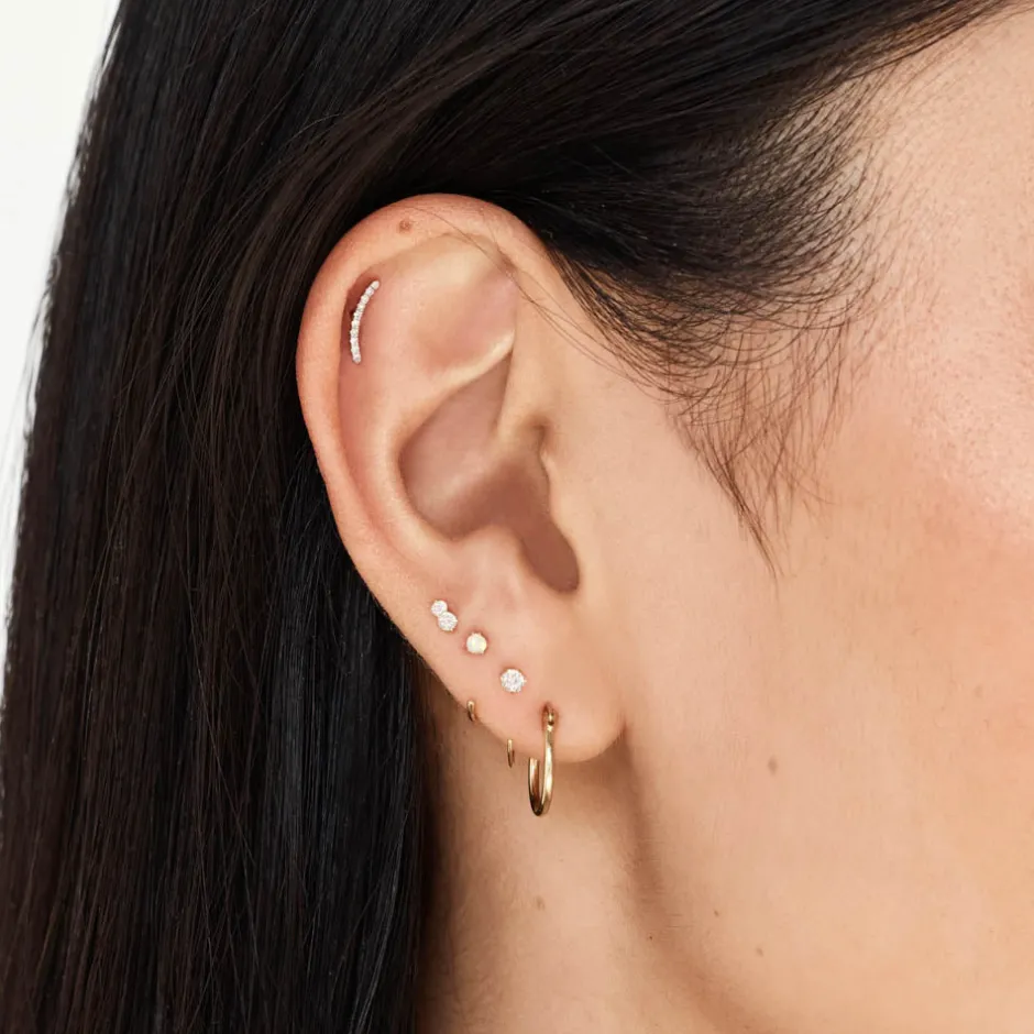 Online Micro Diamond Climber Helix Single Stud Earring in 10k Gold Under $300 | Natural Diamonds