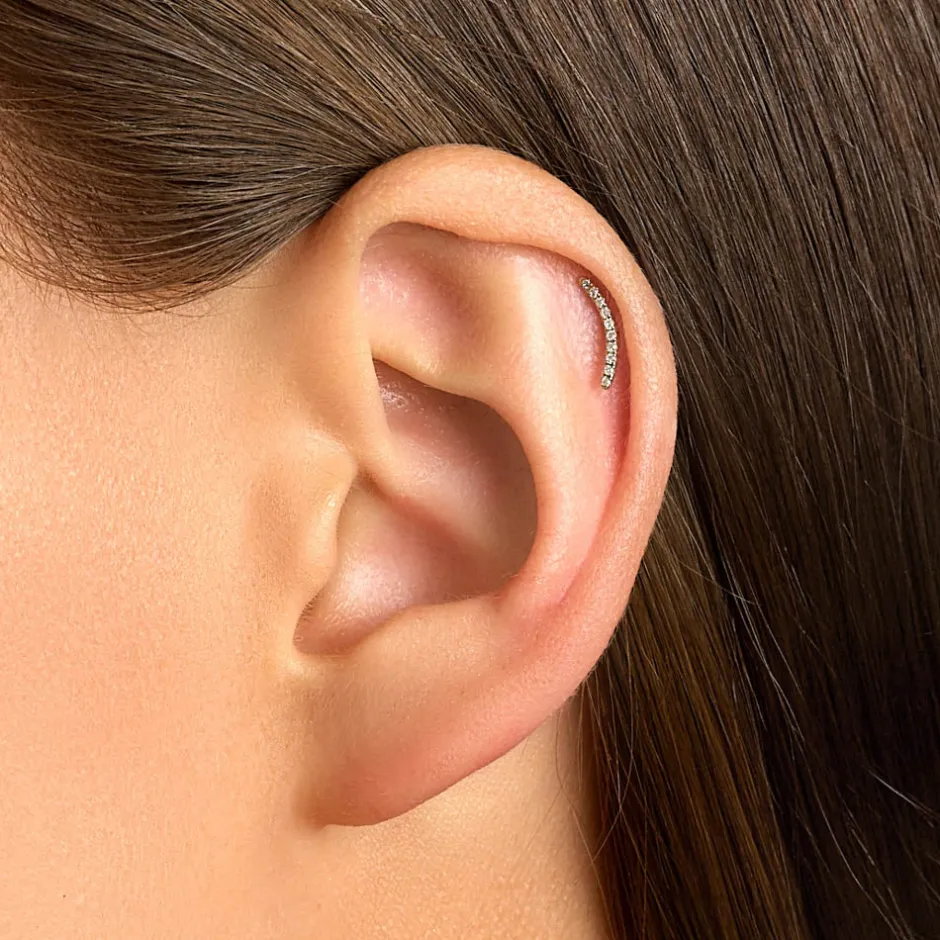 Online Micro Diamond Climber Helix Single Stud Earring in 10k Gold Under $300 | Natural Diamonds