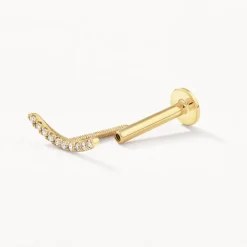 Online Micro Diamond Climber Helix Single Stud Earring in 10k Gold Under $300 | Natural Diamonds
