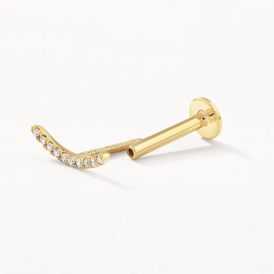 Online Micro Diamond Climber Helix Single Stud Earring in 10k Gold Under $300 | Natural Diamonds