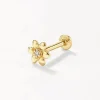 Online Micro Diamond Daisy Helix Single Stud Earring in 10k Gold Earrings | Studs