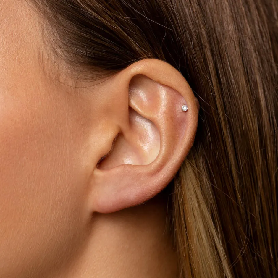 Online Micro Diamond Helix Single Stud Earring in 10k Gold Gifts For Him | Bridal Gifts