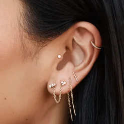 Online Micro Diamond Helix Single Stud Earring in 10k Gold Gifts For Him | Bridal Gifts