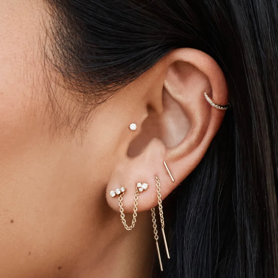 Online Micro Diamond Helix Single Stud Earring in 10k Gold Gifts For Him | Bridal Gifts