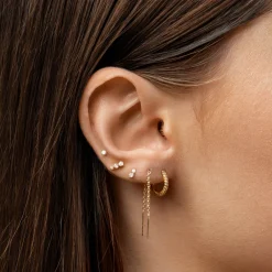 Online Micro Diamond Helix Single Stud Earring in 10k Gold Gifts For Him | Bridal Gifts
