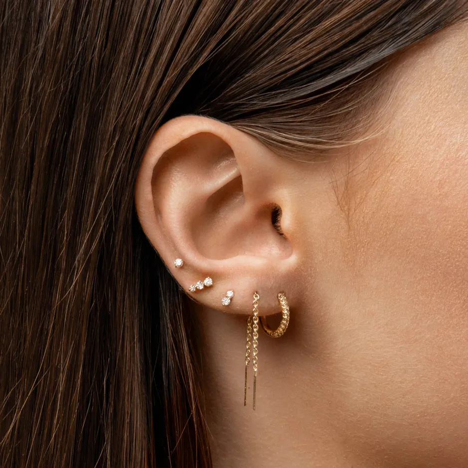 Online Micro Diamond Helix Single Stud Earring in 10k Gold Gifts For Him | Bridal Gifts