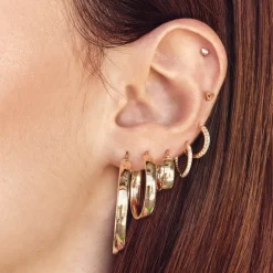 Online Micro Diamond Helix Single Stud Earring in 10k Gold Gifts For Him | Bridal Gifts