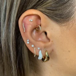 Online Micro Diamond Helix Single Stud Earring in 10k Gold Gifts For Him | Bridal Gifts