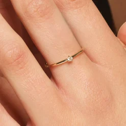Discount Micro Diamond Round Solitaire Ring in 10k gold Gifts For Her | Under $300