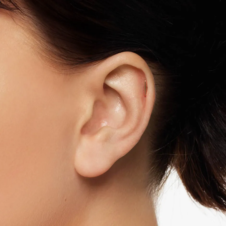 Outlet Micro Fine Bar Helix Single Stud Earring in 10k Gold 10k Gold | Earrings