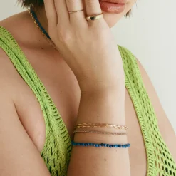 Sale Micro Lapis Lazuli Bead Bracelet in Gold Gifts For Him | Natural Gemstones