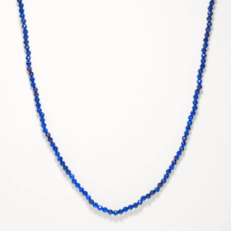 Online Micro Lapis Lazuli Bead Necklace in Gold Gifts For Him | Natural Gemstones