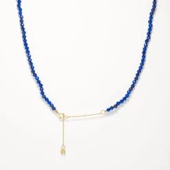 Online Micro Lapis Lazuli Bead Necklace in Gold Gifts For Him | Natural Gemstones