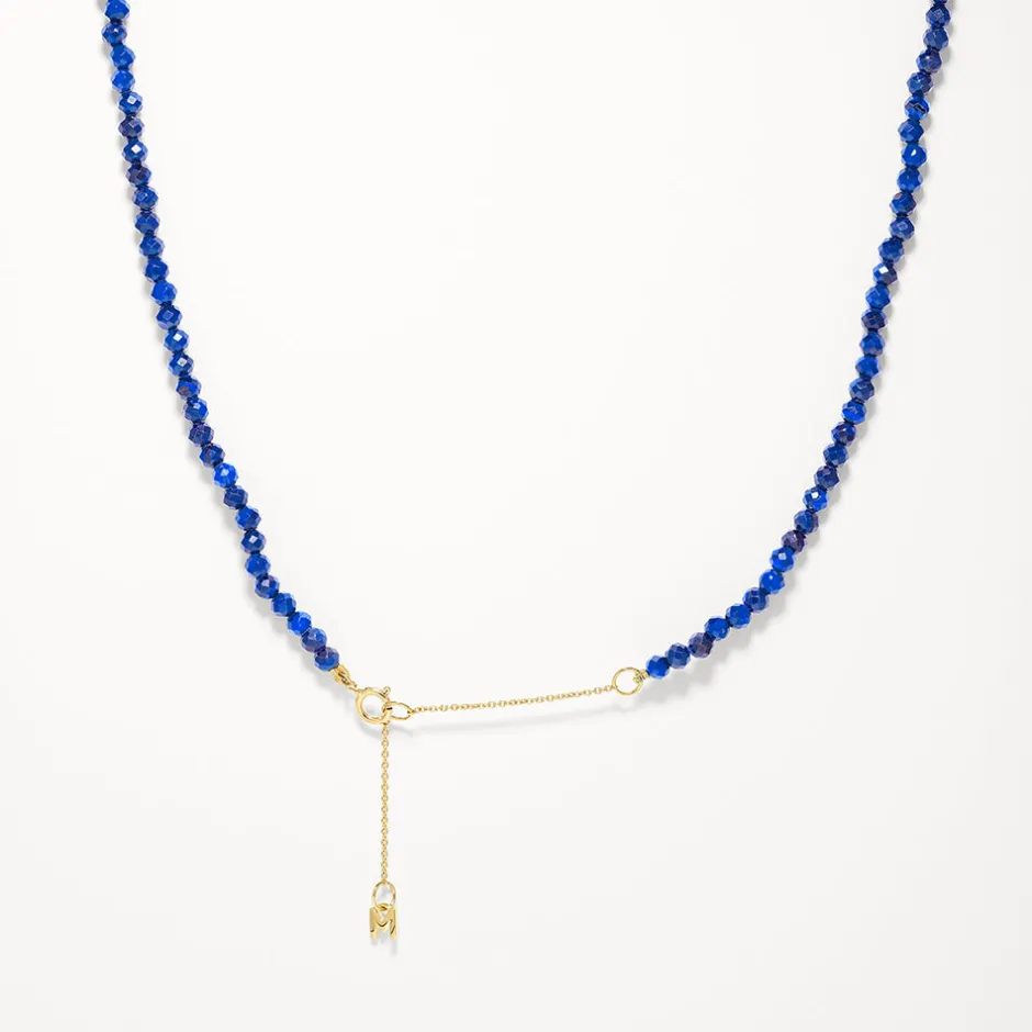Online Micro Lapis Lazuli Bead Necklace in Gold Gifts For Him | Natural Gemstones