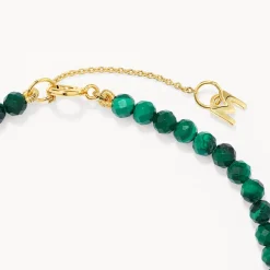 Fashion Micro Malachite Bead Bracelet in Gold Gifts For Him | Natural Gemstones