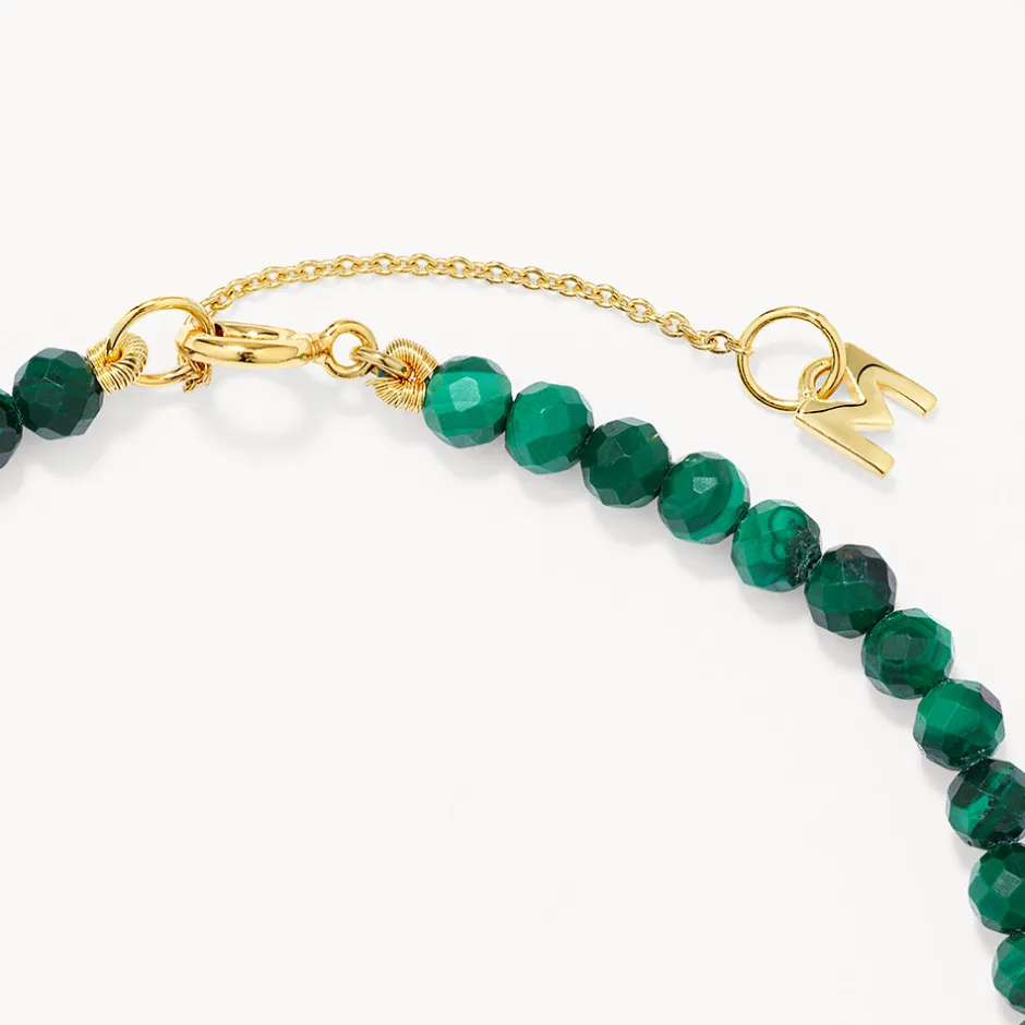 Fashion Micro Malachite Bead Bracelet in Gold Gifts For Him | Natural Gemstones