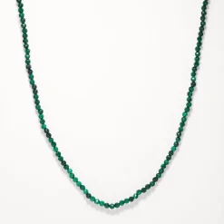 Online Micro Malachite Bead Necklace in Gold Gifts For Him | Natural Gemstones