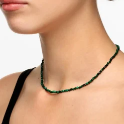 Online Micro Malachite Bead Necklace in Gold Gifts For Him | Natural Gemstones