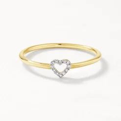 New Micro Pave Diamond Open Heart Ring in 10k Gold Gifts For Her | Symbolic Jewellery