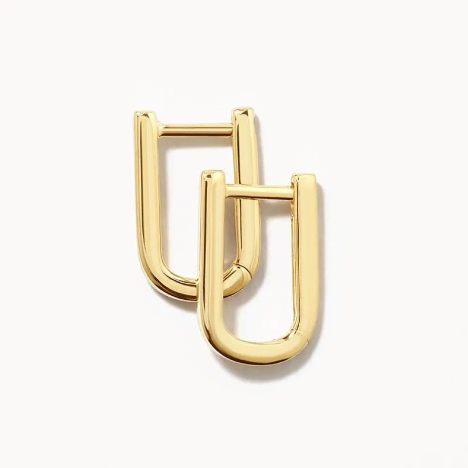 Discount Midi Charm Paperclip Huggie Earrings in 10k Gold Gifts For Her | 10k Gold