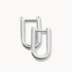 Best Midi Charm Paperclip Huggie Earrings in Silver Gifts For Her | 925 Sterling Silver