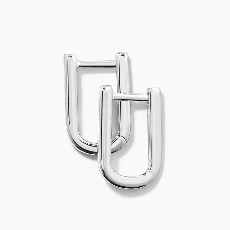 Best Midi Charm Paperclip Huggie Earrings in Silver Gifts For Her | 925 Sterling Silver